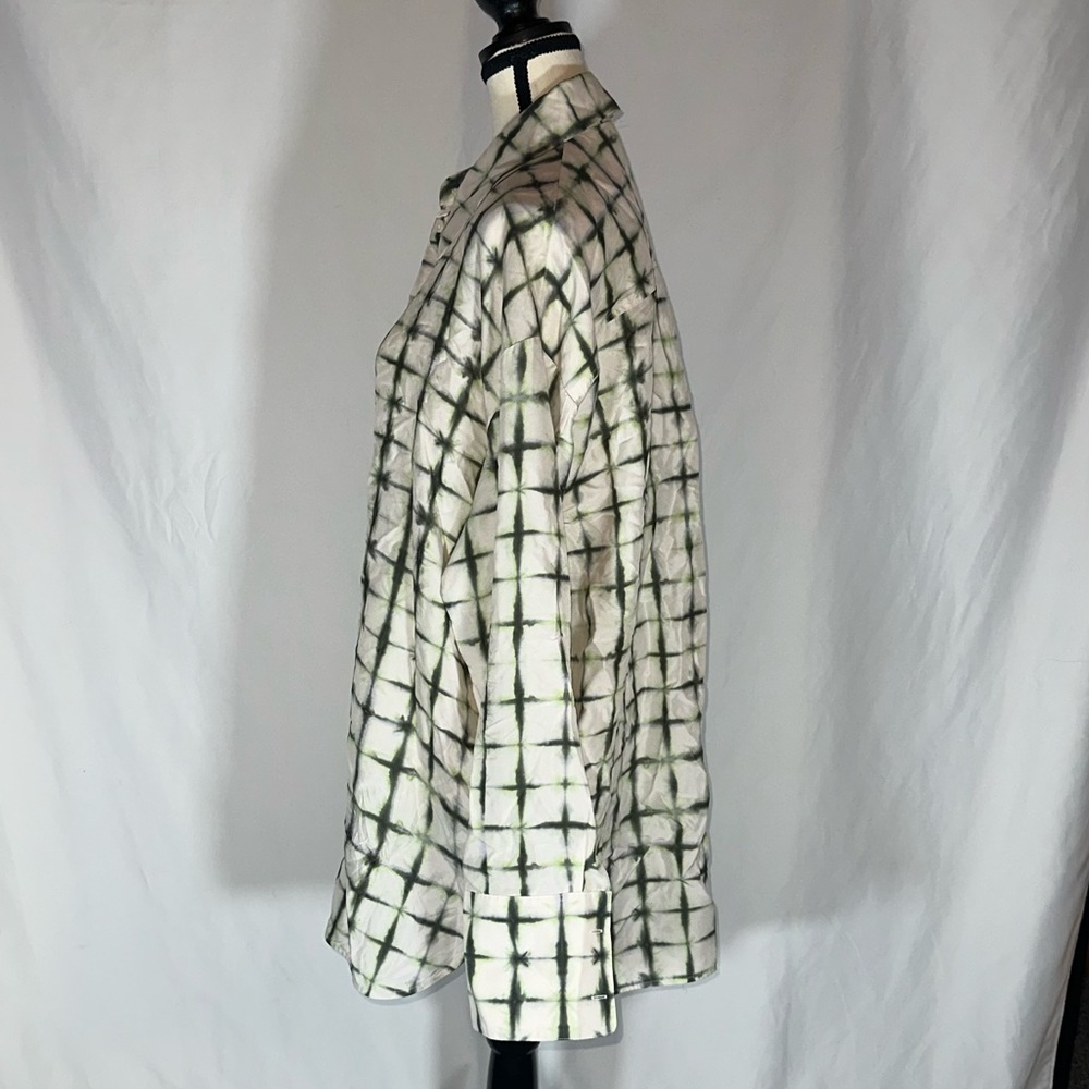 COS • 100% Silk Print Blouse **SEE MEASUREMENTS** Off-White Green Oversized - Picture 9 of 15